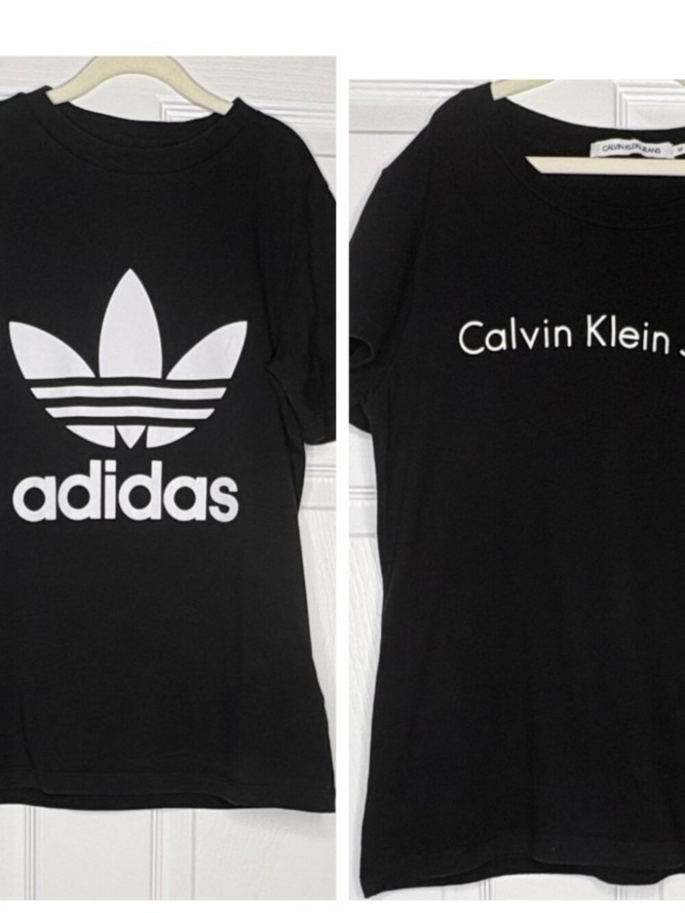 Set of 2 black cotton Adidas and Calvin Klein T-shirts, suitable for XC - C